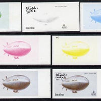 Oman 1977 Airships 4b (ZMC-2 of US Navy 1929) set of 7 imperf progressive colour proofs comprising the 4 individual colours plus 2, 3 and all 4-colour composites unmounted mint