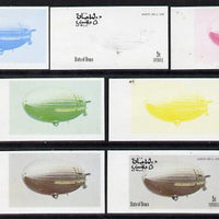 Oman 1977 Airships 5b (Akron ZRS-4 1929) set of 7 imperf progressive colour proofs comprising the 4 individual colours plus 2, 3 and all 4-colour composites unmounted mint