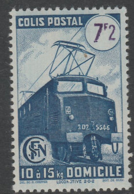 France - SNCF Railway Parcel Stamp 1945 Electric Locomotive 7f2 blue & violet unmounted mint, Yv 231*