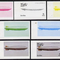 Oman 1977 Airships 15b (Graf Zeppelin Hindenberg 1937) set of 7 imperf progressive colour proofs comprising the 4 individual colours plus 2, 3 and all 4-colour composites unmounted mint