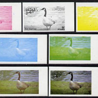 Oman 1977 Birds #2 2b (Black Necked Goose) set of 7 imperf progressive colour proofs comprising the 4 individual colours plus 2, 3 and all 4-colour composites unmounted mint