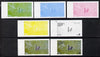 Oman 1977 Birds #2 5b (Black Swan) set of 7 imperf progressive colour proofs comprising the 4 individual colours plus 2, 3 and all 4-colour composites unmounted mint