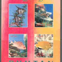 Bhutan 1969 Fish m/sheet containing 4 values in 3-dimensional format unmounted mint, Mi BL 20