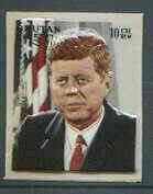Bhutan 1972 JF Kennedy 10ch (from Famous Men set) self-adhesive plastic moulded unmounted mint, Mi 501