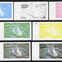 Oman 1977 Birds #2 15b (Canada Goose) set of 7 imperf progressive colour proofs comprising the 4 individual colours plus 2, 3 and all 4-colour composites unmounted mint