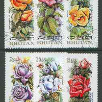 Bhutan 1973 Roses (on scented paper), perf set of 6 very fine cto used, Mi 545-50A*