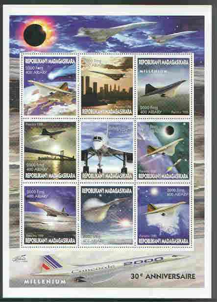Madagascar 2000 Concorde perf sheetlet containing set of 9 values unmounted mint