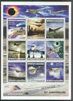 Madagascar 2000 Concorde perf sheetlet containing set of 9 values unmounted mint