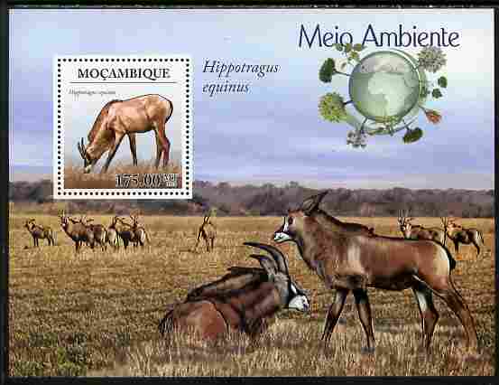 Mozambique 2010 WWF - Antelope Hippotragus equinus perf souvenir sheet unmounted mint