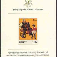 Zaire 1981 Girl Dancing to Cello by Norman Rockwell 10k imperf proof mounted on Format International proof card