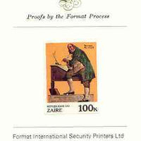 Zaire 1981 Signing Declaration of Independence by Norman Rockwell 100k imperf proof mounted on Format International proof card