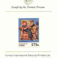 Zaire 1981 Boy in Armchair playing Trumpet by Norman Rockwell 175k imperf proof mounted on Format International proof card