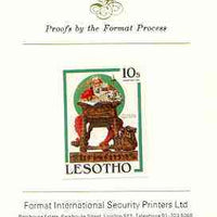 Lesotho 1981 Santa Reading his Mail by Norman Rockwell 10s imperf proof mounted on Format International proof card