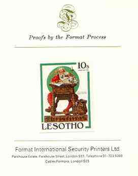 Lesotho 1981 Santa Reading his Mail by Norman Rockwell 10s imperf proof mounted on Format International proof card