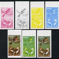 Eynhallow 1977 Birds #01 Brambling & Snow Bunting 3p set of 7 imperf progressive colour proofs comprising the 4 individual colours plus 2, 3 and all 4-colour composites unmounted mint