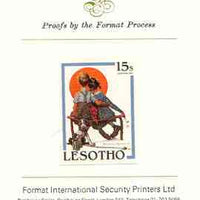 Lesotho 1981 The Little Spooners by Norman Rockwell 15s imperf proof mounted on Format International proof card
