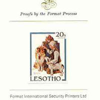Lesotho 1981 Raleigh Rockwell Travels (Dogs) by Norman Rockwell 20s imperf proof mounted on Format International proof card