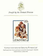 Lesotho 1981 Raleigh Rockwell Travels (Dogs) by Norman Rockwell 20s imperf proof mounted on Format International proof card