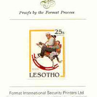 Lesotho 1981 Ride 'Em Cowboy by Norman Rockwell 25s imperf proof mounted on Format International proof card