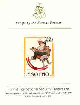 Lesotho 1981 Ride 'Em Cowboy by Norman Rockwell 25s imperf proof mounted on Format International proof card