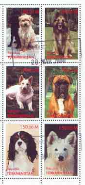 Turkmenistan 2000 Dogs perf sheetlet containing complete set of 6 values fine used