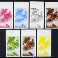 Eynhallow 1977 Birds #01 Goldcrest & Crossbill 4p set of 7 imperf progressive colour proofs comprising the 4 individual colours plus 2, 3 and all 4-colour composites unmounted mint