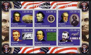 Turkmenistan 2000 US Presidents #04 perf sheet of 6 unmounted mint, containing Fillimore, Pierce, Buchanan, Grant, Lincoln & Jackson, background shows Ships, Horses & Walt Disney
