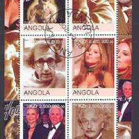 Angola 2000 Legends of the 20th Century perf sheetlet containing 6 values (Houdini, Spielberg, Woody Allen, Strisand, Kirk Douglas & Einstein) fine cto used