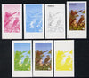 Eynhallow 1977 Birds #01 Whitethroat 10p set of 7 imperf progressive colour proofs comprising the 4 individual colours plus 2, 3 and all 4-colour composites unmounted mint