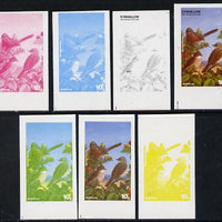 Eynhallow 1977 Birds #01 Whitethroat 10p set of 7 imperf progressive colour proofs comprising the 4 individual colours plus 2, 3 and all 4-colour composites unmounted mint