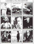 Kyrgyzstan 2000 Legends of the 20th Century perf sheetlet containing set of 9 values fine used (Babe Ruth, Burns & Allen, C Gable, Marilyn, Einstein, Billie Holiday, Freud etc)