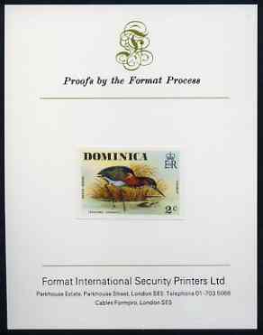 Dominica 1978 Green Heron 2c imperf proof mounted on Format International proof card (SG 525var)