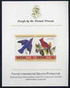 Nevis 1985 Bluebird & Cardinal (John Audubon 5c) imperf se-tenant proof pair mounted on Format International proof card (as SG 269a)
