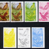 Eynhallow 1977 Birds #01 Yellow Hammer 25p set of 7 imperf progressive colour proofs comprising the 4 individual colours plus 2, 3 and all 4-colour composites unmounted mint