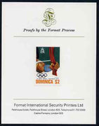 Dominica 1976 Olympic Games $2 (Archery) imperf proof mounted on Format International proof card (as SG 521)