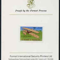St Thomas & Prince Islands 1979 Aviation History 0.5Db (Wright Flyer 1) imperf proof mounted on Format International proof card
