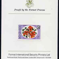 Dominica 1975-78 African Tulip 1c imperf proof mounted on Format International proof card (as SG 491)