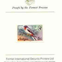 Antigua 1976 Solitaire Bird 5c (with imprint) imperf proof mounted on Format International proof card (as SG 474B)