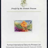 Antigua 1976 Geiger Tree 15c (without imprint) imperf proof mounted on Format International proof card (as SG 477A)