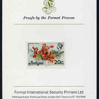 Antigua 1976 Flamboyant 20c (with imprint) imperf proof mounted on Format International proof card (as SG 478B)