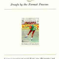 Maldive Islands 1976 Winter Olympics 25l (Figure Skating) imperf proof mounted on Format International proof card (as SG 629)