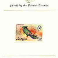 Antigua 1976 Crested Hummingbird 1/2c (without imprint) imperf proof mounted on Format International proof card (SG 469Avar)