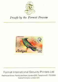 Antigua 1976 Crested Hummingbird 1/2c (without imprint) imperf proof mounted on Format International proof card (SG 469Avar)