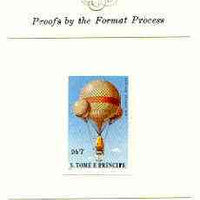 St Thomas & Prince Islands 1980 Balloons 7Db (John Wise) imperf proof mounted on Format International proof card