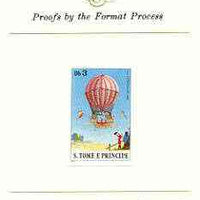 St Thomas & Prince Islands 1980 Balloons 3Db (Von Lütgendorf) imperf proof mounted on Format International proof card