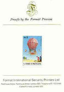 St Thomas & Prince Islands 1980 Balloons 3Db (Von Lütgendorf) imperf proof mounted on Format International proof card
