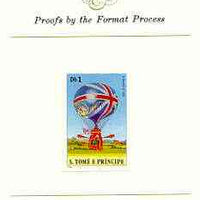 St Thomas & Prince Islands 1980 Balloons 1Db (Lunardi II) imperf proof mounted on Format International proof card