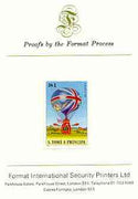 St Thomas & Prince Islands 1980 Balloons 1Db (Lunardi II) imperf proof mounted on Format International proof card