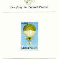 St Thomas & Prince Islands 1980 Balloons 0.5Db (Blanchard) imperf proof mounted on Format International proof card