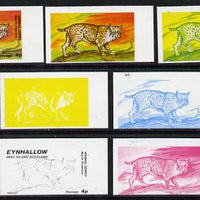 Eynhallow 1977 North American Animals 4p (Bob Cat) set of 7 imperf progressive colour proofs comprising the 4 individual colours plus 2, 3 and all 4-colour composites unmounted mint